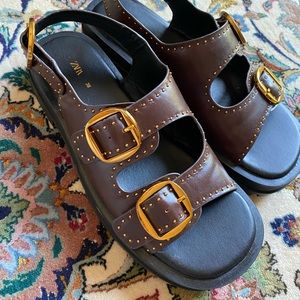 Chunky Brown Studded sandals